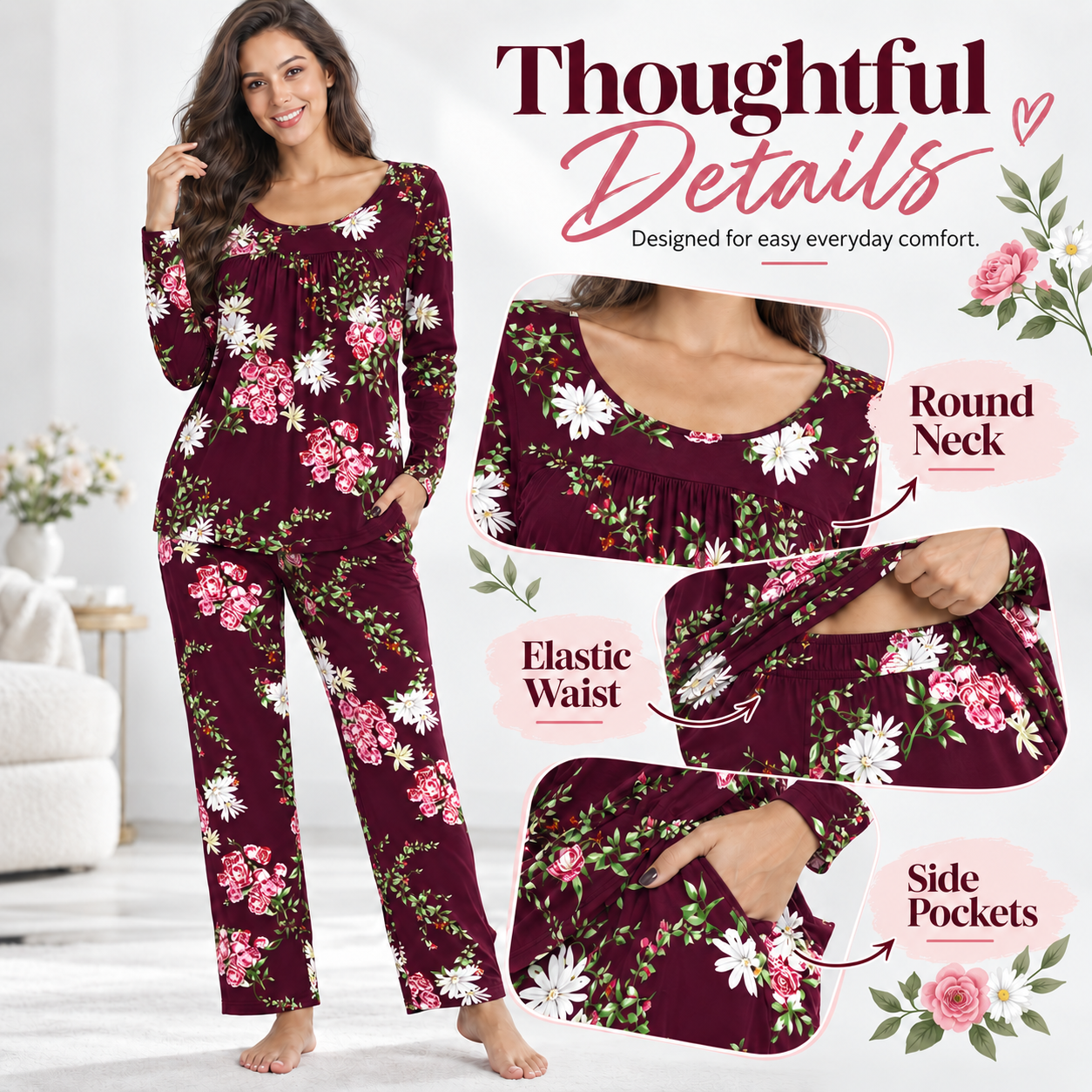 DreamFish Women's Plus Size Long Sleeve Pajama Set photo 2