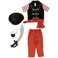 thumbnail image 6 of Pirate Costume for Kids, Boys Captain Buccaneer Fancy Dress up with Hat,Sword,Eye-patch 3-10years, 6 of 6