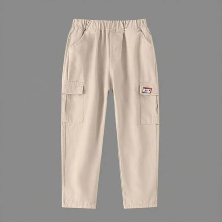JUSLIO Boys Pants Cargo with Pockets Everyday Cotton Back to School Joggers Pants 9 Years