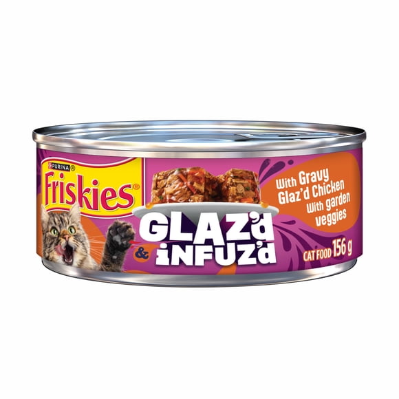 Friskies Glaz'd & Infuz'd with Gravy Glazed Chicken, Wet Cat Food, 156 g