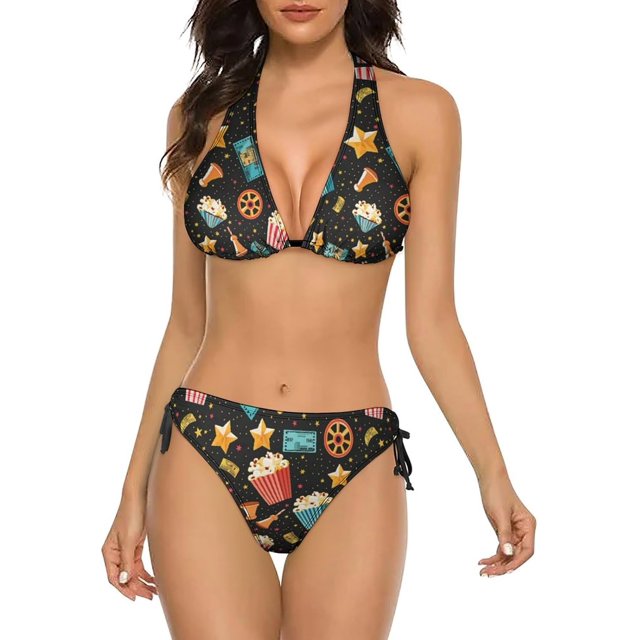 NICKSUN Women's Bikini Sets, Cute Print Two Piece Bathing Suits Sexy Halter Padded Bikini Swimsuits