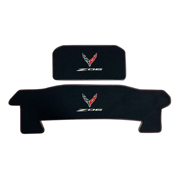 Lloyd Mats LogoMat Custom-Fit 2PC Frunk/Trunk Carpet Mats for 2023-2026 Chevrolet C8 Corvette Conv (No E-RAY), Charcoal