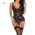 thumbnail image 1 of Body de malla de encaje para mujer Ropa de dormir sexy Ropa interior de tanga con espalda en T, Negro, S Jumpingount XX000059-02, 1 of 7