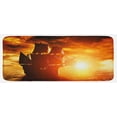 thumbnail image 1 of Pirate Ship Kitchen Mat, Pirate Ship Sailing on the Ocean at Sunset in Full Sail Print, Plush Decorative Kitchen Mat with Non Slip Backing, 47" X 19", Orange Yellow Black, by Ambesonne, 1 of 1