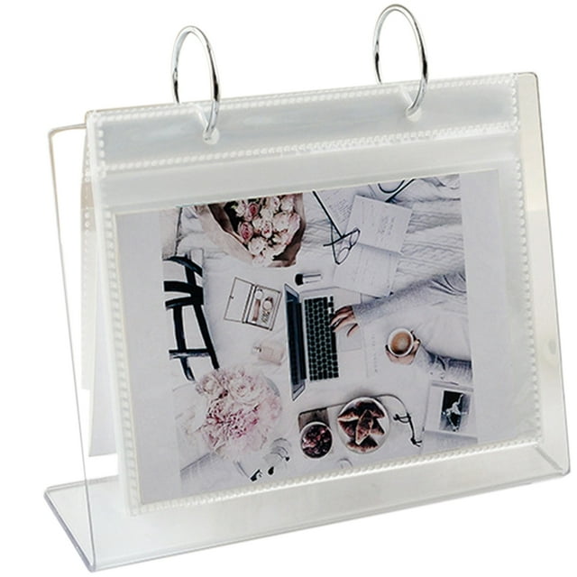 Coofit Album Photo Acrylique Debout : 17 Feuilles Style Calendrier à Rabat