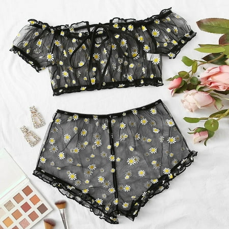 

XHJUN Women s Lace Lingerie 2 pieces Teddy dot Bra and Panty Set with plus size floral Sexy Trim Babydoll Sheer Chemise