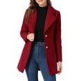 thumbnail image 1 of INSPIRE CHIC Manteau d'Hiver Élégant pour Femme à Revers Cranté, Boutonné, à Simple Boutonnage, Rouge, TG, 1 of 5