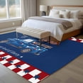 thumbnail image 4 of Large Area Rugs for Living Room Bedroom, Independence Day 6'x9' Rug Washable Carpet Runner Indoor Outdoor, Blue Truck Star Usa Flag Red White Plaid Non Slip Floor Mats Rug for Kitchen, Playroom, 4 of 8