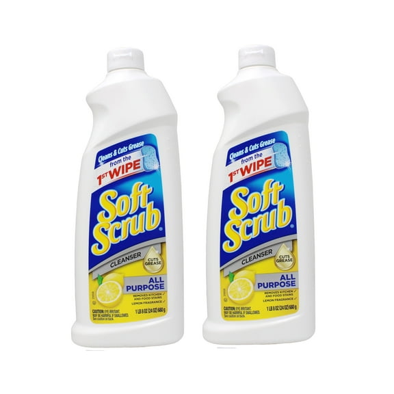 Soft Scrub Cleanser, Lemon, 24 oz-2 pk