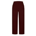 thumbnail image 4 of Lenpel Corduroy Pants for Women Vintage Elastic High Waisted Pull on Wide Leg Comfy Trousers Baggy Casual Pants with Pockets(Wine,X-Large), 4 of 7