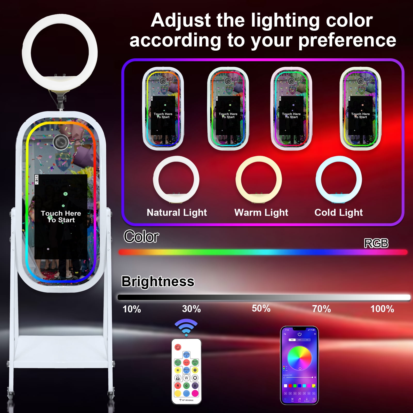 Portable Mirror Photo Booth Machine with 21.5inch Touch Screen Selfie Photo Booth Machine for Party