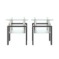 thumbnail image 4 of Tempered Glass End Table, Square Glass Side Table with Steel Pipe & Metal Legs, 2-Tier Modern Glass Nightstand for Living Room & Office(Clear Glass + Black Leg, Set of 2), 4 of 7
