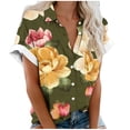 thumbnail image 1 of Camisas de Mujer Casual Impreso Cuello Botón Arriba Blusa de Manga Corta, Botón Arriba Camisa Mujeres, 1 of 5