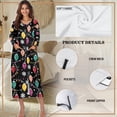 thumbnail image 6 of Xoenoiee Christmas Bulb Snowflake Print Women Zipper Robe Xmas Long Sleeve House Coats Robes Round Neck Bathrobe with Pockets Comfy Nightgown Sleepwear Plus Size, Size 4XL, 6 of 7
