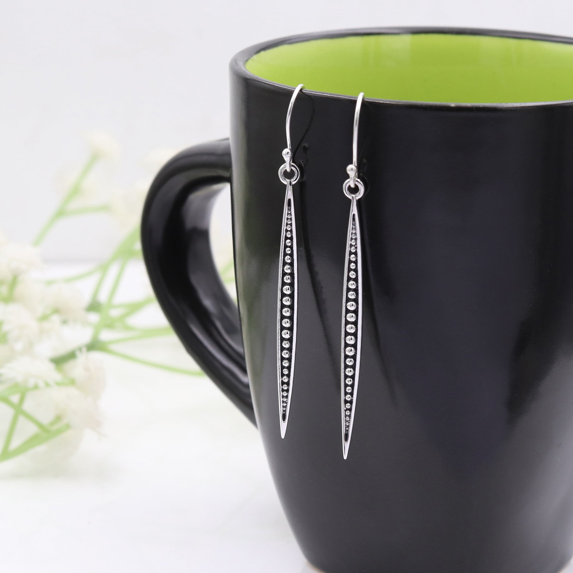 Sterling Silver Earrings Minimalist Long Dangle Earrings Drop Hanging Hook Jewelry for Woman