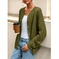 thumbnail image 4 of PRETTYGARDEN Fall Long Sleeve Cardigans for Women Trendy Open Front Winter Button Down Crewneck Soft Knit Sweater Jacket, 4 of 10