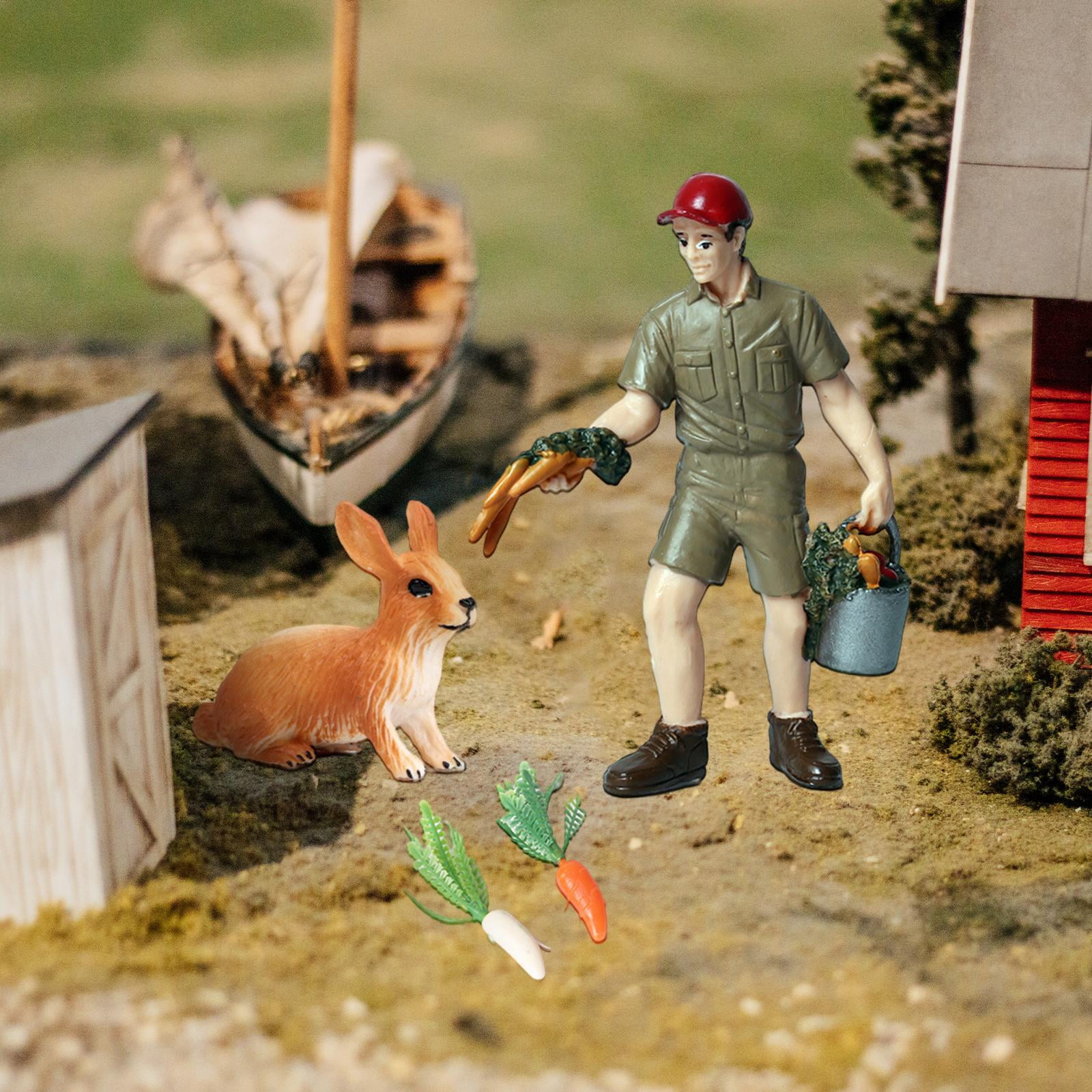 HILABEE Farm Animals Figures Toy Keeper Farmer Learning Toys Model