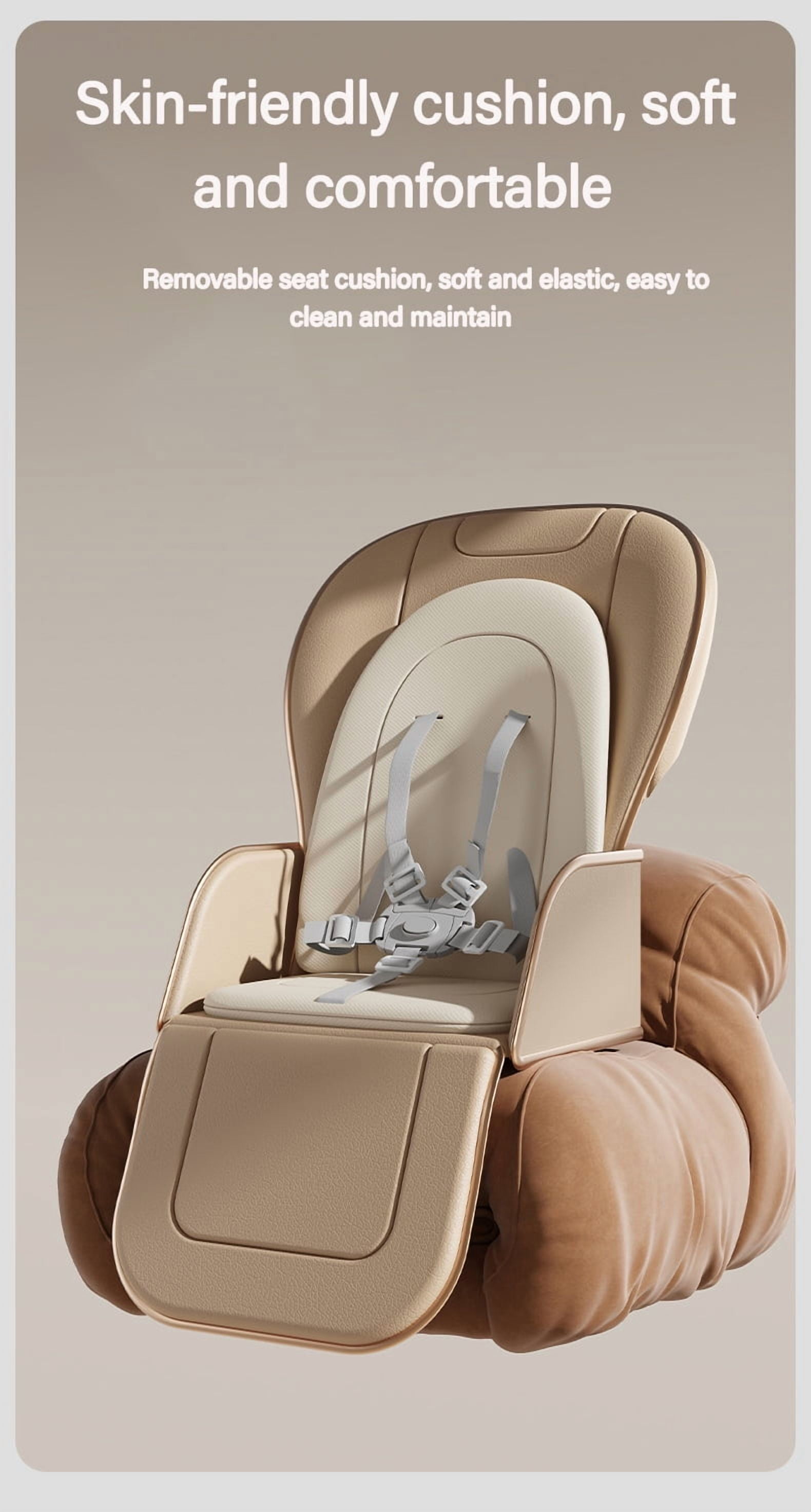 4 in 1 Foldable Baby High Chair Baby Swings Combo,Convertible Infant Dining Chair with Universal Wheels,PU Leather,Baby Feeding Chair for Toddlers and Babies,White
