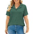 thumbnail image 6 of Women V Neck Collared Polo Tops, Short Sleeve Casual Shirts, Plus Size Available in 5X, 6 of 8