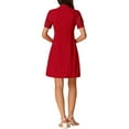 thumbnail image 3 of INSPIRE CHIC Women's Elegant Dresses Tie Neck Puff Short Sleeve Wear-to-Work Dress XL Red, 3 of 6