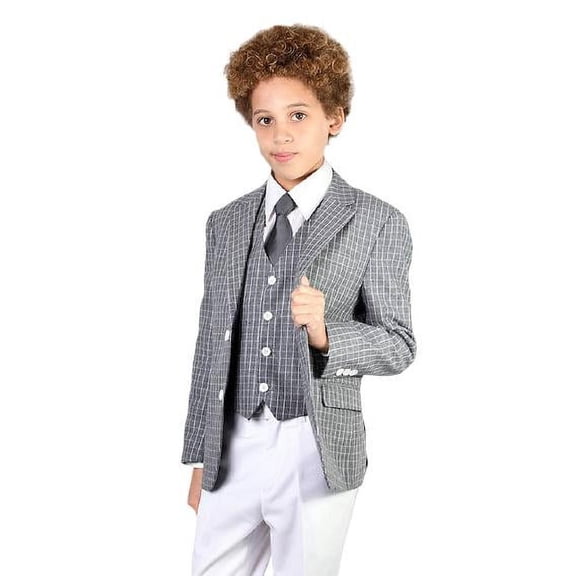 B-110 Gray 3Pc Compose Suit With Vest By Alberto Nardoni Brand Designer