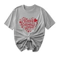 thumbnail image 2 of Offres de Vacances Iumwxz Chemises de la Saint-Valentin Tunique Plissée Décontractée Hauts pour Femmes Imprimé Joyeuse Saint-Valentin Hauts Col Rond Manches Courtes T-Shirts pour Femmes Confortables Fête, 2 of 4