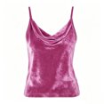 thumbnail image 4 of SEMPAI Cowl Neck Tank Tops for Women Sleeveless Velvet Draped Summer Shirts Casual Ruched Velour Lightweight Camisole Work Blouse, 4 of 5