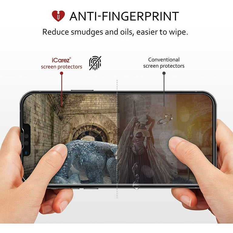 ICarez Tempered Glass Screen Protector For IPhone 14 [2-Pack] Case Friendly Black Frame