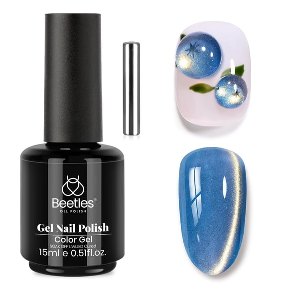 Beetles Blue Cat Eye Gel Nail Polish, 15ML Frosted Sapphire Cat Eye Gel