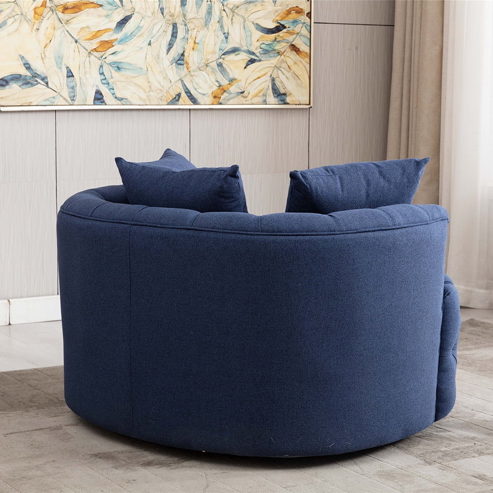 Kepooman Modern Akili Swivel Accent Chair for Hotel Living Room, Leisure Upholstered Half-Moon Metal Shaped Base Shell Chairs, Blue Kepooman Modern Akili Swivel Accent Chair for Hotel Living Room, Leisure Upholstered Half-Moon Metal Shaped Base Shell Chairs, Blue