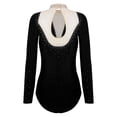 thumbnail image 4 of YONGHS Womens Glittery Gymnastics Dance Leotard Sheer Mesh Ballet Bodysuits Top Latin Dancewear Black XL, 4 of 7