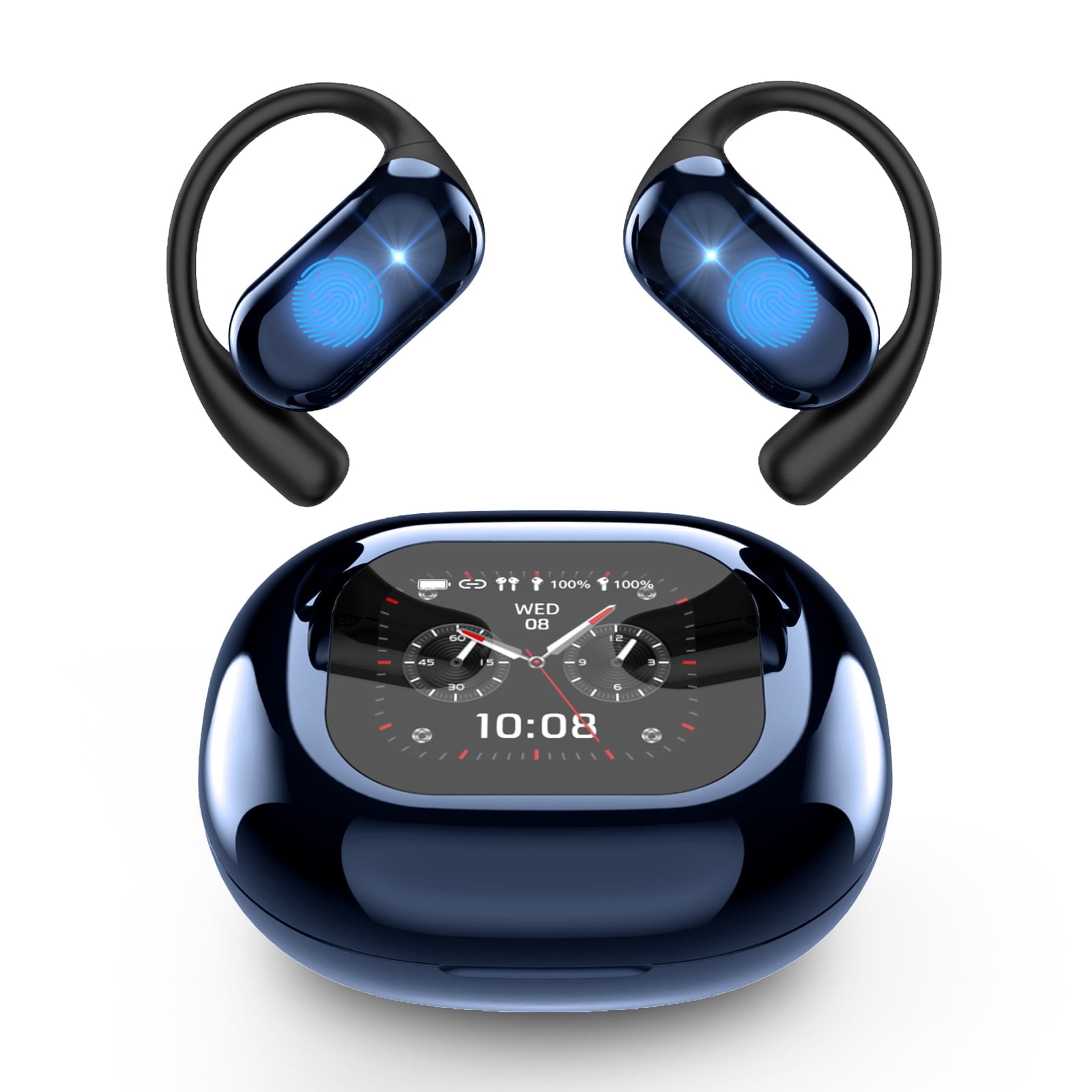 ETEPEHI Wireless Earbuds, Bluetooth 5.4 Open Ear Earbuds with Full-Color LCD Touchscreen Charging Case, 48H Playtime, Bluetooth Headphones for Running Workout Sports