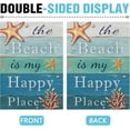 thumbnail image 4 of Dyrenson Summer The Beach is My Happy Place Decorative Garden Flag, Blue Coastal Starfish Farmhouse Yard Outside Home Decoration, Coral Pearl Nautical Rustic Outdoor Small Decor Double Sided 12 x 18, 4 of 6