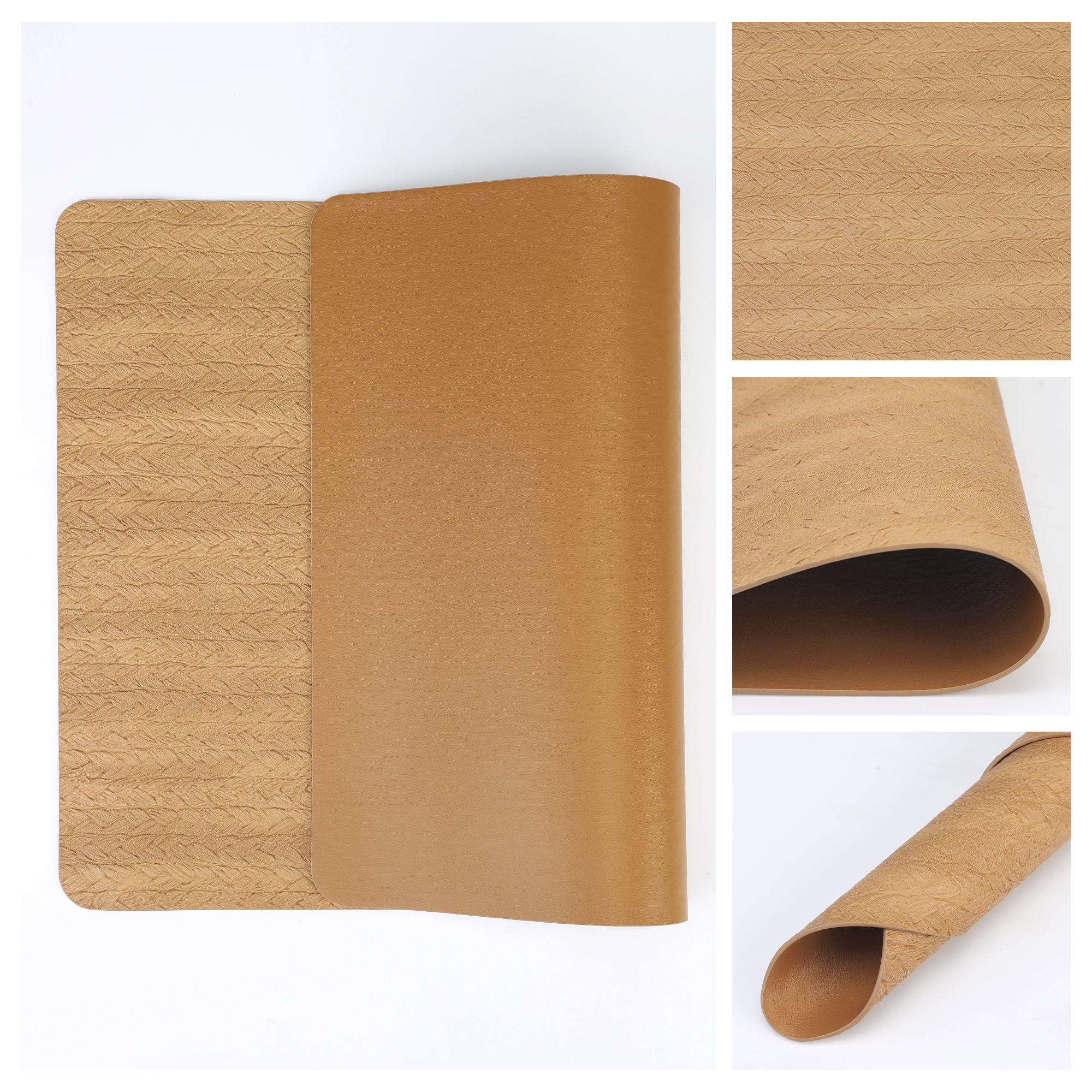 Placemats Set of 6 Leather Placemats for Kitchen Dining Table Decor Table Placemats Imitation Weaving Table Mat Gold 17.7*11.8inch