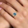 thumbnail image 4 of Gem Stone King 10K Yellow Gold London Blue Topaz and Lab Grown Diamond 3-Stone Ring for Women | 1.72 Cttw | Oval 8X6MM | Gemstone November Birthstone | Size 8, 4 of 6