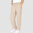 thumbnail image 5 of LJEFF Girls Drawstring Trousers, Casual Baggy Lightweight Comfort Elastic Waist Summer Beach Pants Beige Size 6, 5 of 7