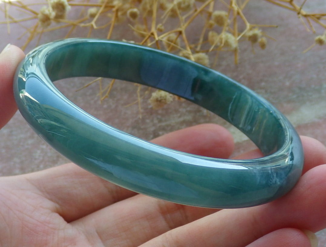 Icy Green Natural A JADE Jadeite Bangle Bracelet 60 mm 684436 TN