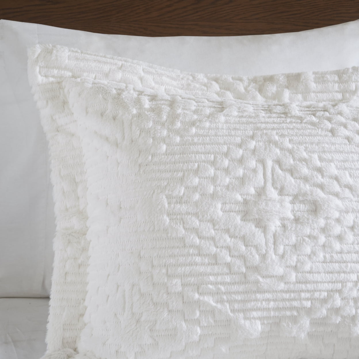Woolrich Teton Embroidered Plush Coverlet Set, King/Cal King, Ivory