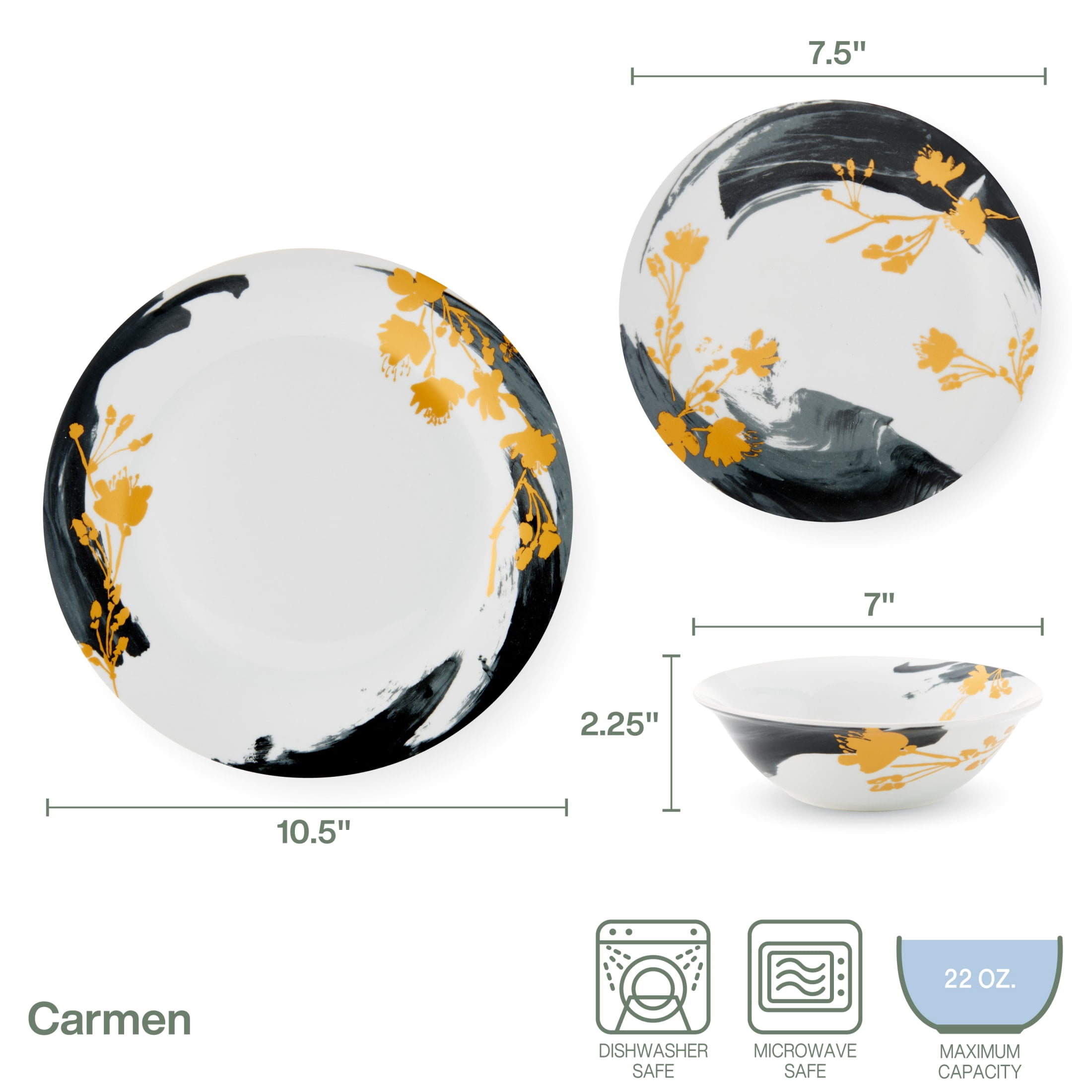 Fitz and Floyd Carmen 24-Piece Porcelain Tableware Set (service for 8)