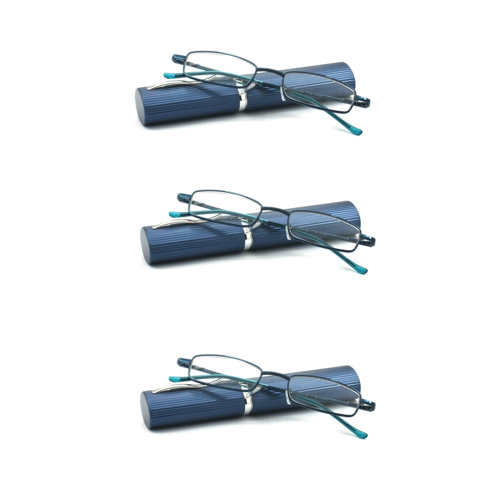 EYE ZOOM 3 Pack Readers Ultra Slim Compact Lightweight Tube Reading