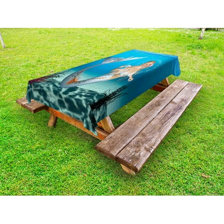 

Mermaid Outdoor Tablecloth Graphic of a Mermaid in Tropical Ocean Magical Legendary Fairytale Creature Decorative Washable Fabric Picnic Table Cloth 58 X 84 Inches Navy Ocean Blue by Ambesonne