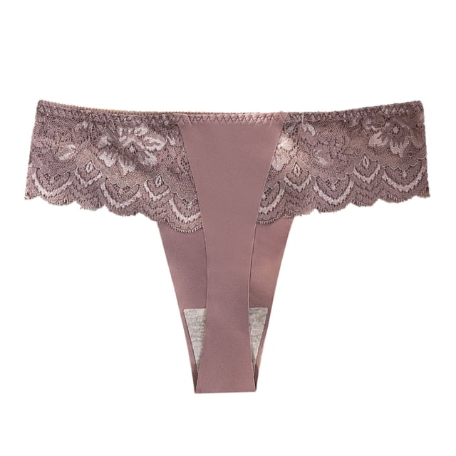 Gibobby Panty Microfibra con Encaje Encaje de mujer Sexy Encaje transpirable Ahueca hacia fuera y las nalgas Bragas breves puras(Morado, L)