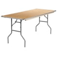 thumbnail image 1 of Bowery Hill Rectangular Birchwood Folding Banquet Table in Silver, 1 of 5