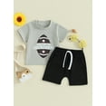 thumbnail image 2 of Bslissey Toddler Baby Boys Casual Shorts Sets Short Sleeve Football Letter Print T-shirt + Solid Color Shorts 2Pcs 6M 12M 18M 24M 3T Infant Summer Daily Outfits, 2 of 9