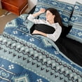 thumbnail image 4 of Feelyou Blue Boho Aztec Twin Bedding Sets 7-Piece for Women, Rustic Farmhouse Bedding Comforter Set, Western Retro Fashion Reversible Sheet Sets, Ultra Soft Bedroom Decor, 4 of 7