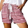 thumbnail image 3 of Fengqque Striped Shorts for Women High Waisted Elastic Waist Drawstring Summer Shorts with Pockets Red XXL(XXL), 3 of 6