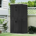 thumbnail image 2 of Dextrus Outdoor Storage Shed with 4 Shelves, Weatherproof Resin Storage with Lockable Lid, Dark Gray, 2 of 8