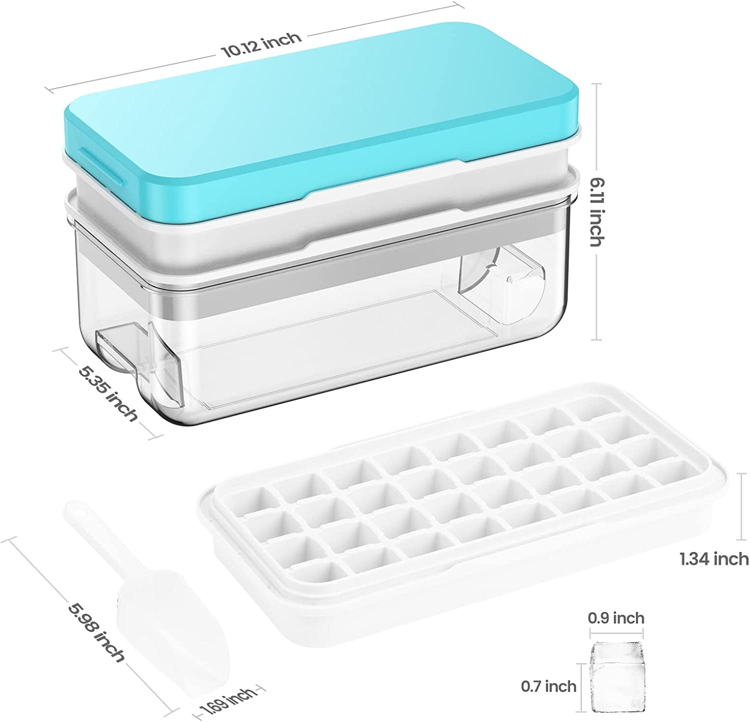 1pc Flexible Ice Cube Tray with Lid and Container-64/128 Cavity Food Grade  Ice Maker