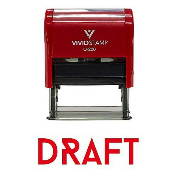 Vivid Stamp Draft Office Self-Inking Office Rubber Stamp (Red) - M