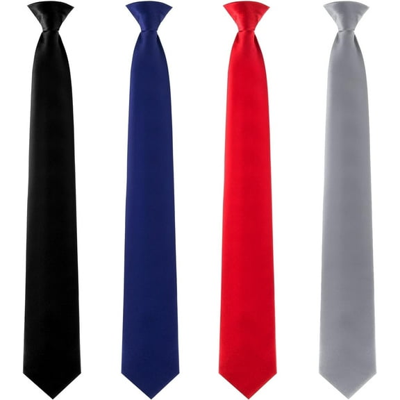 4 Pcs Men's Clip-on Ties Solid Color Men's Tie Pre Tied Clip on Ties for Men Men's Clip on Necktie Men's Button Ties